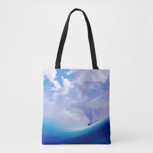 Sailboat up an Epic Wave Tote Bag