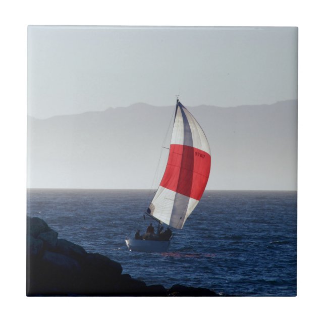 Sailboat - Venice Beach, CA  Ceramic Tile (Front)