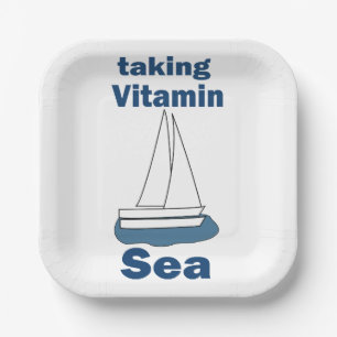 Sailboat Vitamin Sea Funny Nautical Party Paper Plate