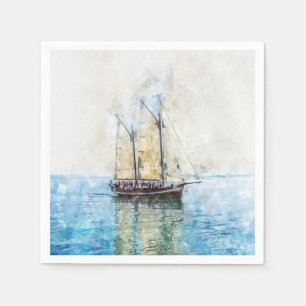 Sailboat Watercolor Paper Napkins