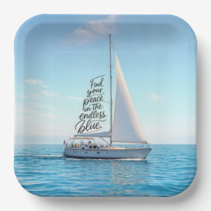 Sailboat with an Inspirational Quote Paper Plate
