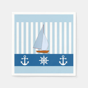 Sailboat with Anchor and Ship Wheel Napkin