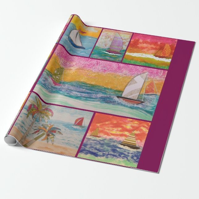 Sailboat Wrapping Paper (Unrolled)