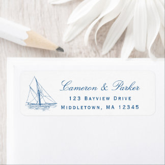 Sailboat Yacht Club Wedding Return Address Label