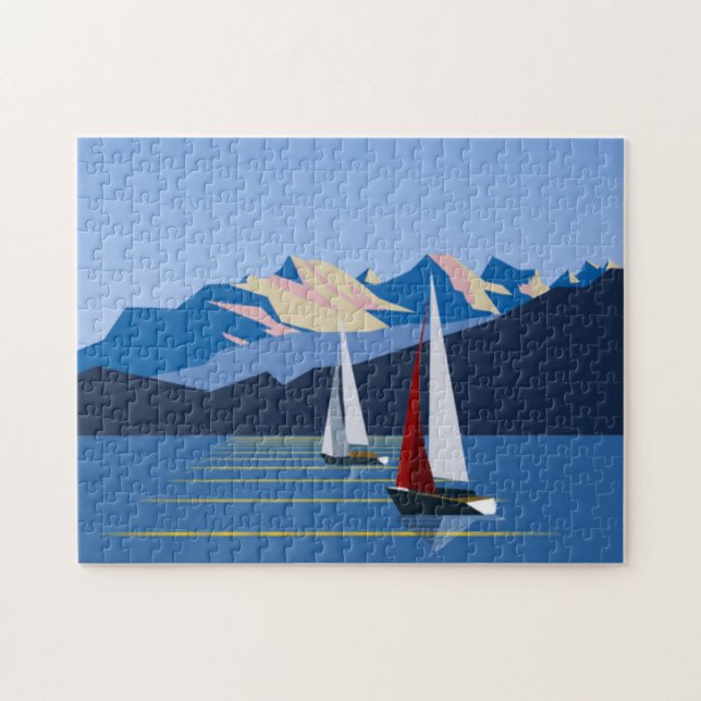 Sailboats And Mountains photo Jigsaw Puzzle (Horizontal)