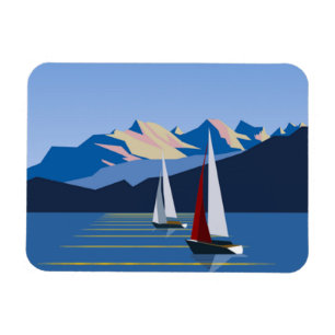 Sailboats And Mountains photo Magnet