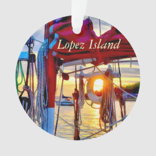 Sailboats and Sunset Lopez Island Acrylic Ornament