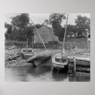Sailboats at Kittery Point, 1900. Vintage Photo Poster