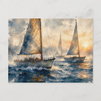 Sailboats at Sea, Postcard