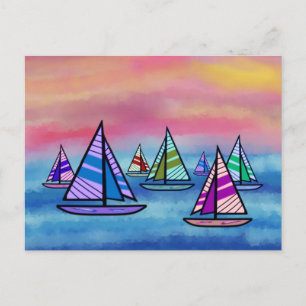 Sailboats at Sunset Postcards