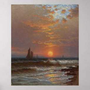Sailboats at Sunset Poster