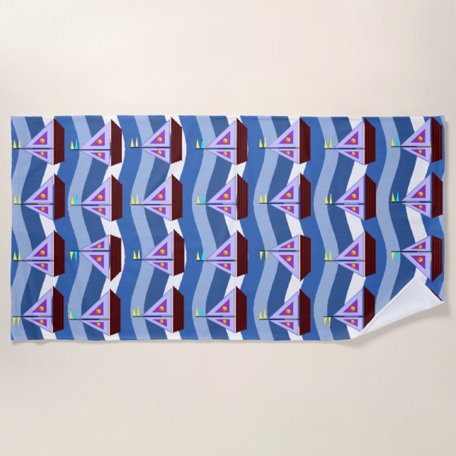 Sailboats Beach Towel (Front)