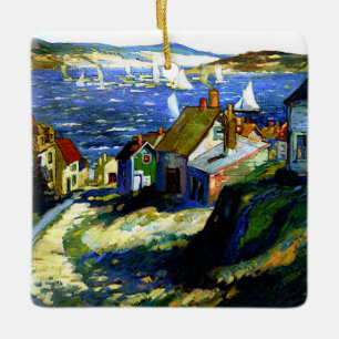Sailboats by the Harbour Ceramic Ornament