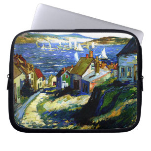Sailboats by the Harbour, fine art painting Laptop Sleeve