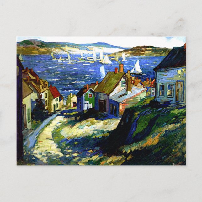 Sailboats by the Harbour, fine art painting Postcard (Front)