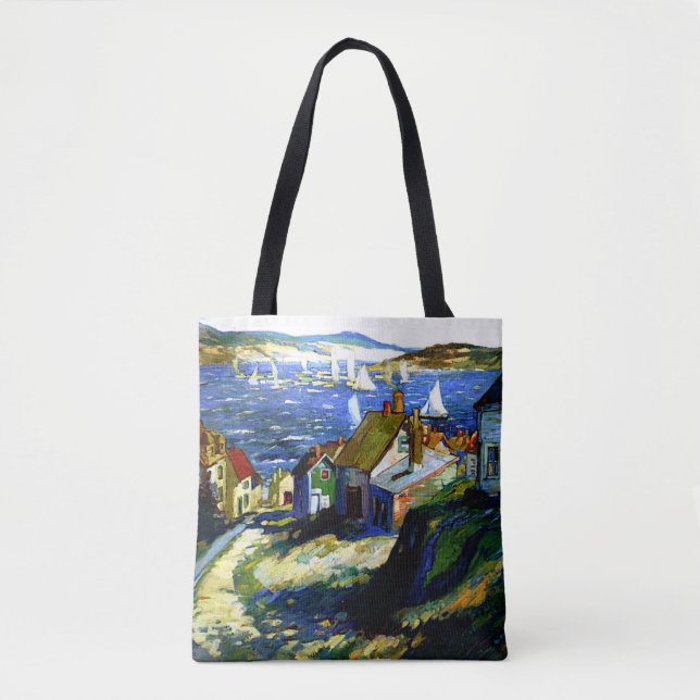 Sailboats by the Harbour, fine art painting Tote Bag (Front)