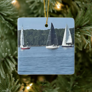 Sailboats  ceramic ornament
