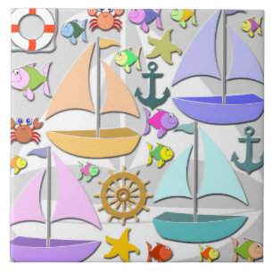 Sailboats Ceramic Tile