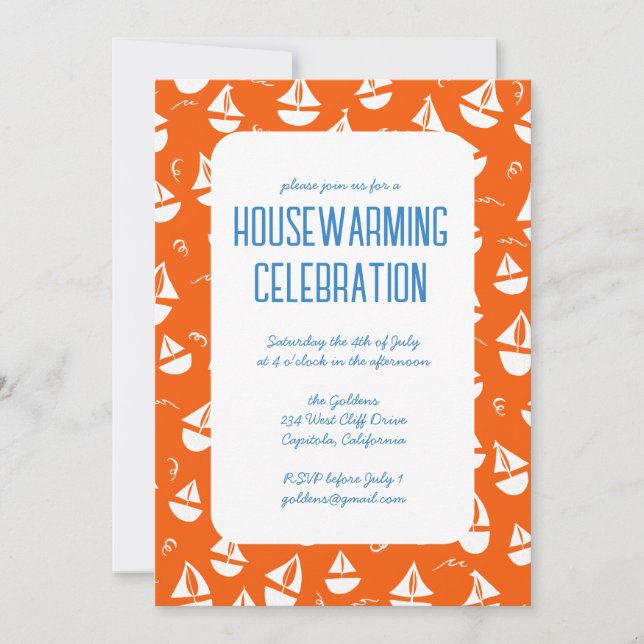 Sailboats Cute Beach Nautical Housewarming Party Invitation (Front)