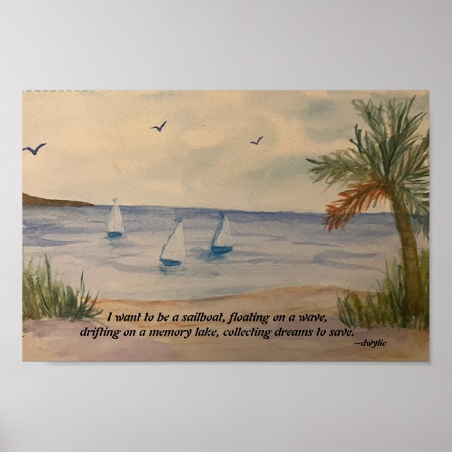 Sailboats - Floating On Memory Lake Poster (Front)
