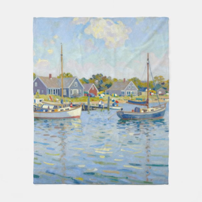 Sailboats Impressionism New England Fleece Blanket (Front)