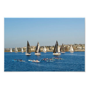 Sailboats In Channel. Marina Del Rey, CA Photo Print