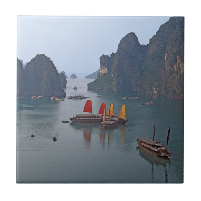 Sailboats in Ha Long Bay - Vietnam, Asia Ceramic Tile (Front)