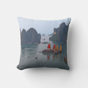 Sailboats in Ha Long Bay - Vietnam, Asia Cushion