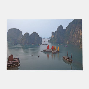 Sailboats in Ha Long Bay - Vietnam, Asia Doormat