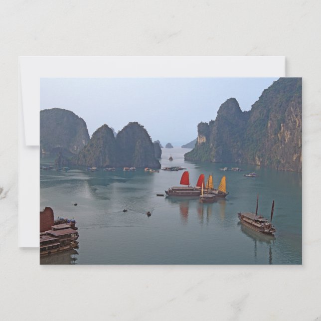 Sailboats in Ha Long Bay - Vietnam, Asia Invitation (Front)