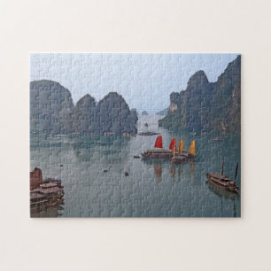 Sailboats in Ha Long Bay - Vietnam, Asia Jigsaw Puzzle