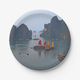 Sailboats in Ha Long Bay - Vietnam, Asia Paper Plate