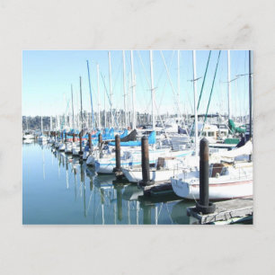 Sailboats in Harbour Postcard