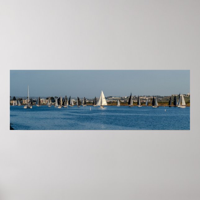 Sailboats in Main Channel - Marina del Rey, CA Poster (Front)