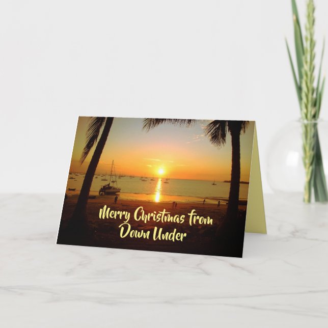 Sailboats in Sunset Christmas Australia Holiday Card (Front)