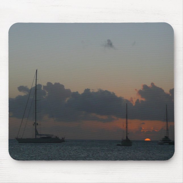 Sailboats in Sunset Tropical Seascape Mouse Pad (Front)