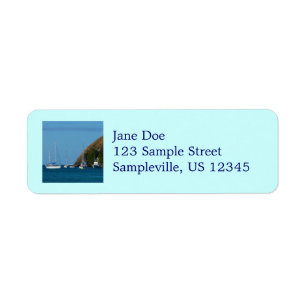 Sailboats in the Bay White and Blue Nautical Return Address Label