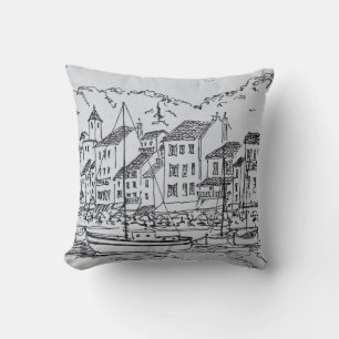 Sailboats in the Harbour Cassis, France Cushion
