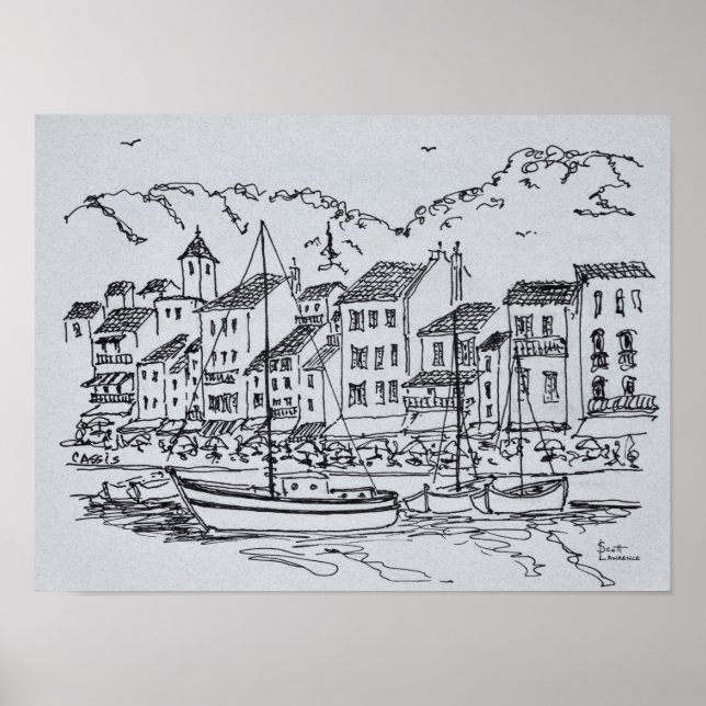 Sailboats in the Harbour | Cassis, France Poster (Front)