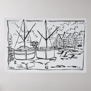 Sailboats La Vilaine River, Redon, Brittany Poster