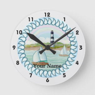 Sailboats Lighthouse  clock