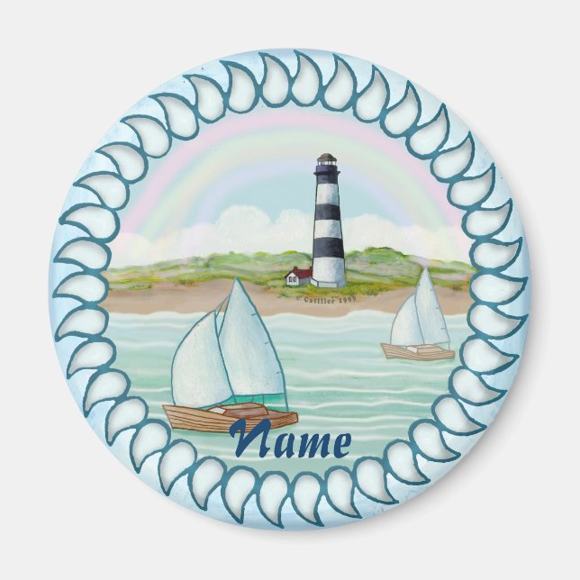 Sailboats Lighthouse Magnet (Front)
