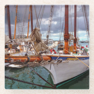 Sailboats Morred At Key West Glass Coaster