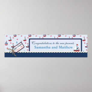Sailboats Nautical Baptism Banner Made to Order Poster