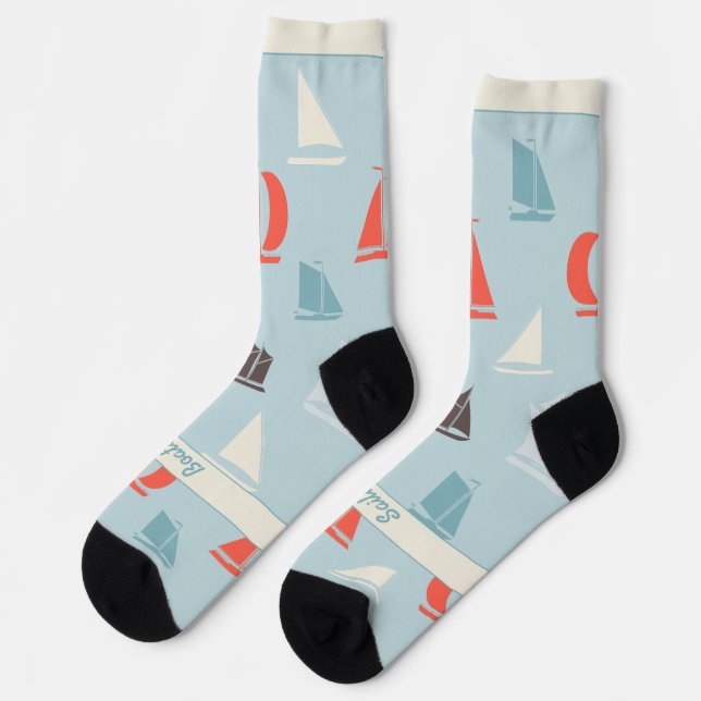Sailboats, Nautical Blue Hobby Socks (Left)