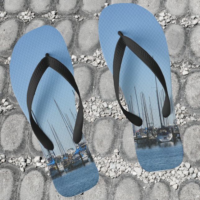 Sailboats Nautical Blue Thongs (Creator Uploaded)