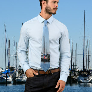 Sailboats Nautical Blue Tie