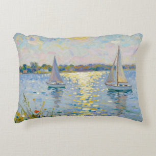 Sailboats New England Summer Decorative Cushion