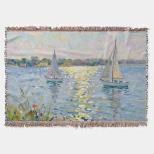 Sailboats New England Summer Throw Blanket