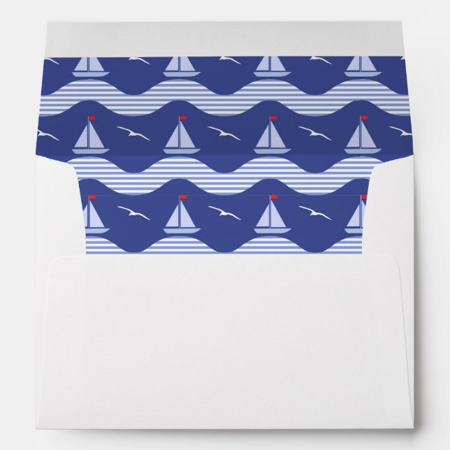 Sailboats On A Striped Sea Pattern Envelopes (Back (Bottom))